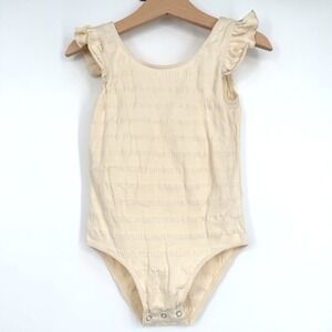 Rylee + Cru Cream Natural Ruffle Ribbed Bodysuit 2-3 Y